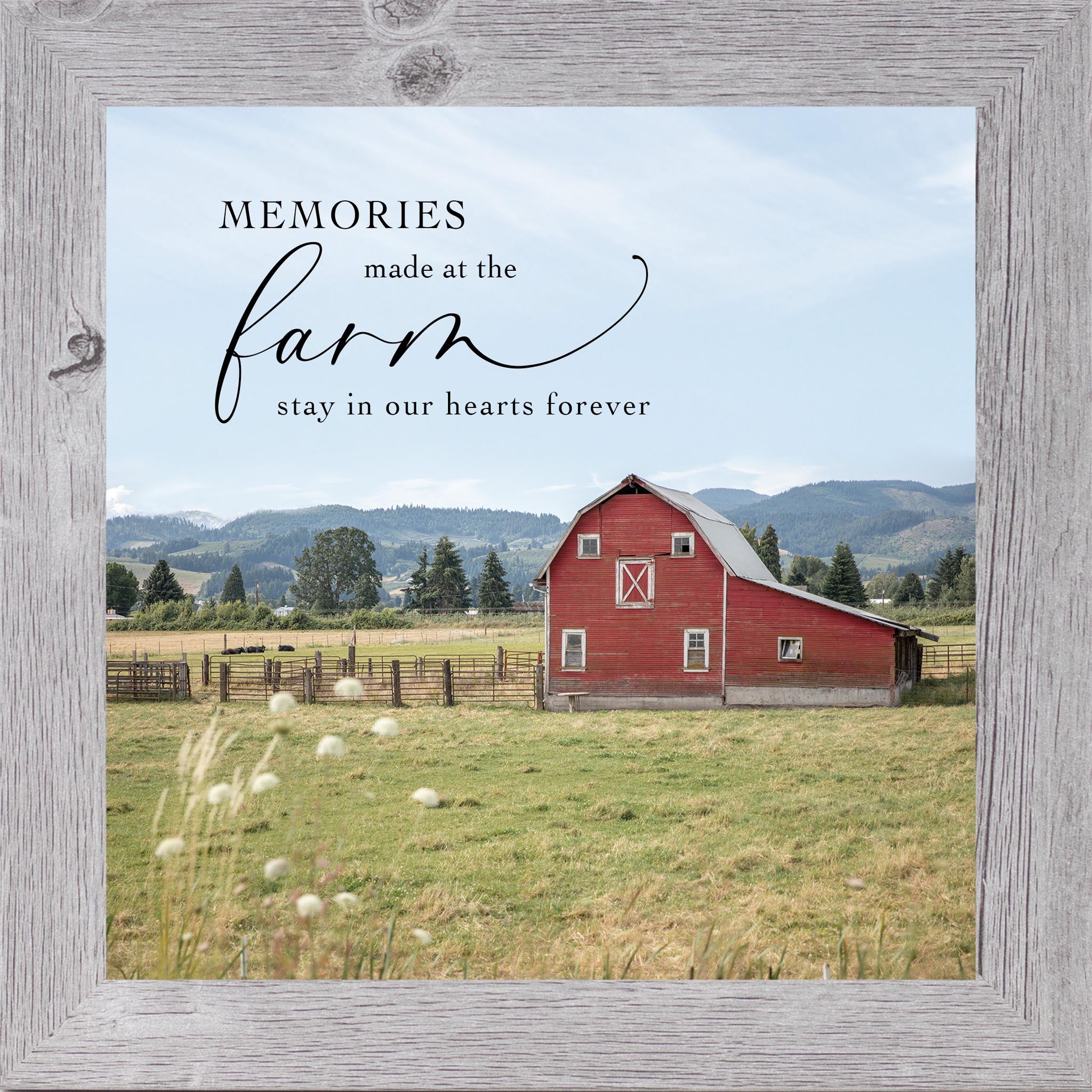 Memories Made on the Farm – Red Barn Farm Wall Art, Rustic Country Home Decor (SA98) - Summer Snow Art