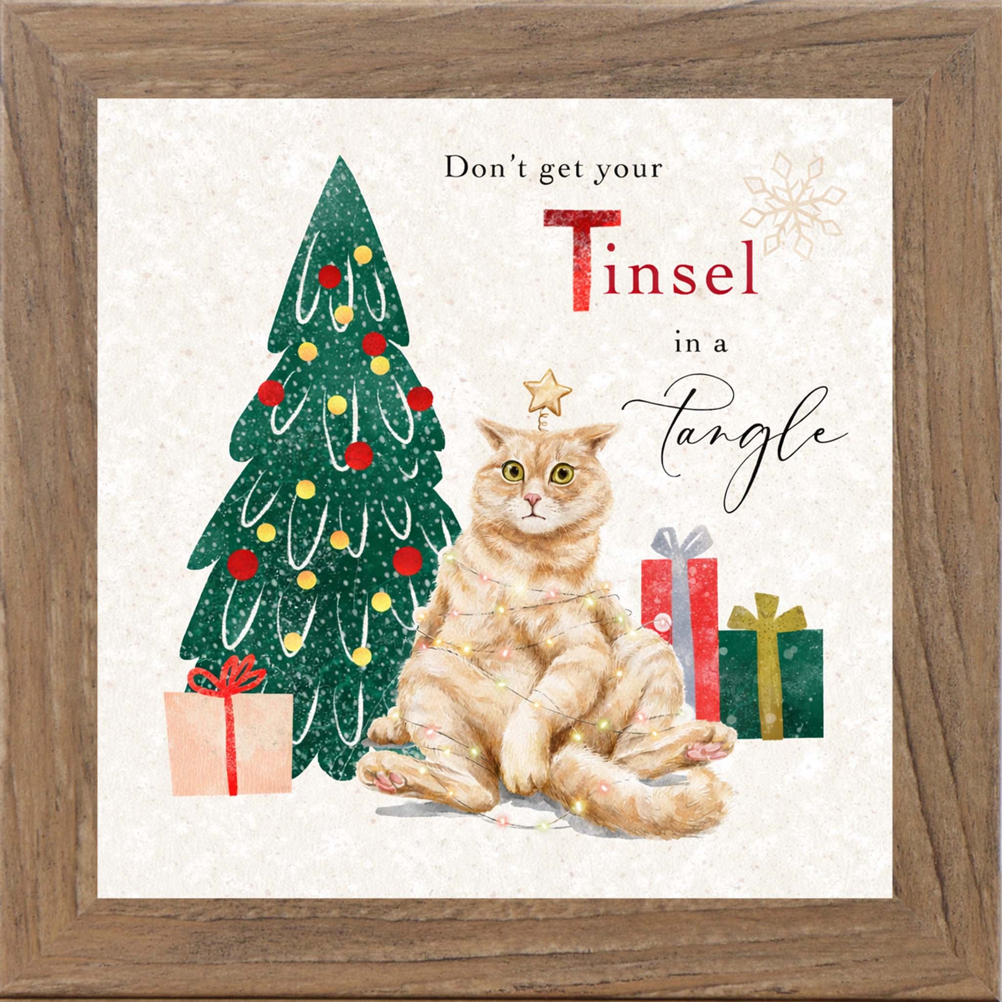 Meowy & Bright – Framed Cat Christmas Wall Art (Choose Your Design) (SN144, SN145, SN147, SN148)