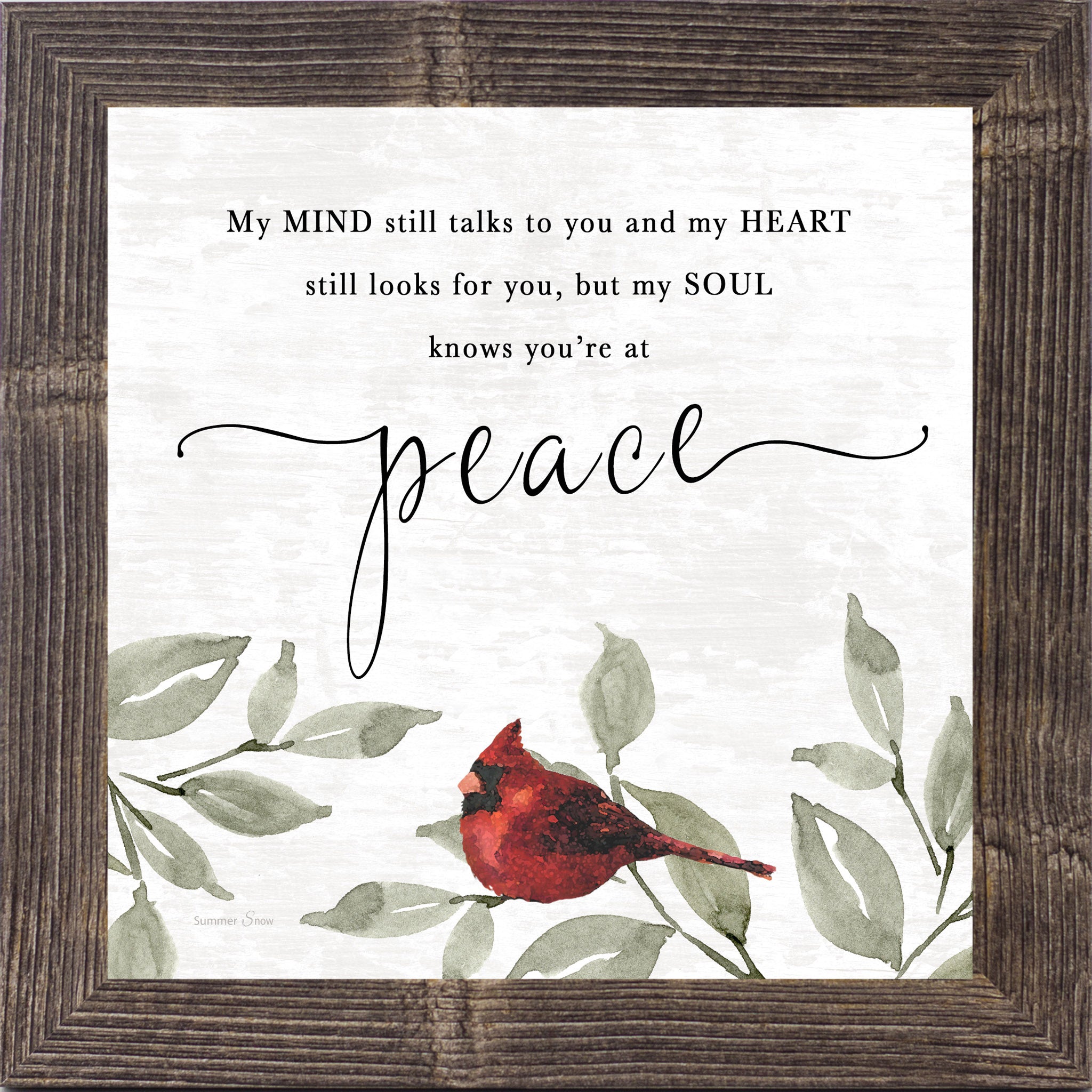 My Soul Knows You’re at Peace – Framed Cardinal Sympathy Wall Art (SS934)