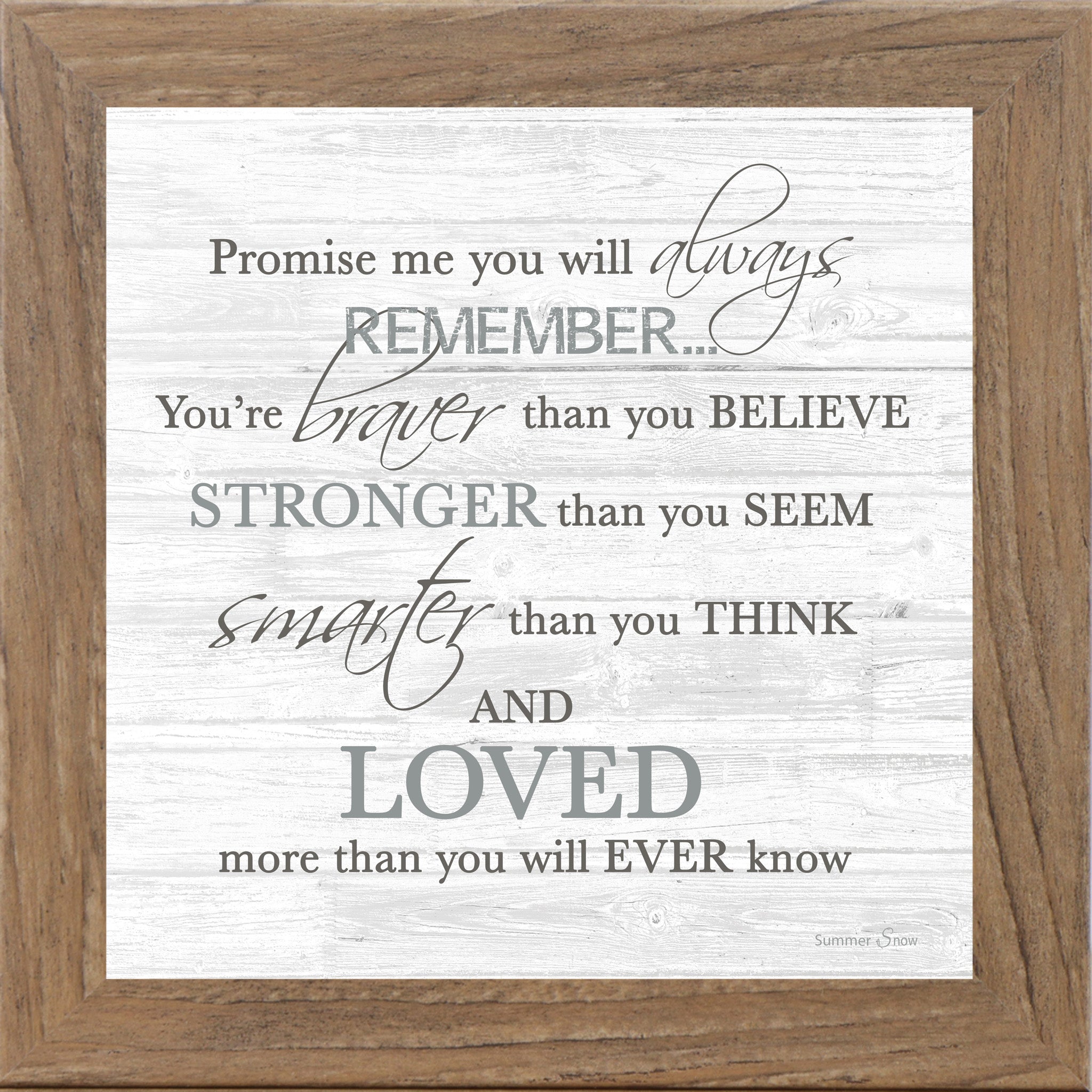 Promise Me – Inspirational Framed Wall Art | Braver Stronger Smarter Quote | SSA621