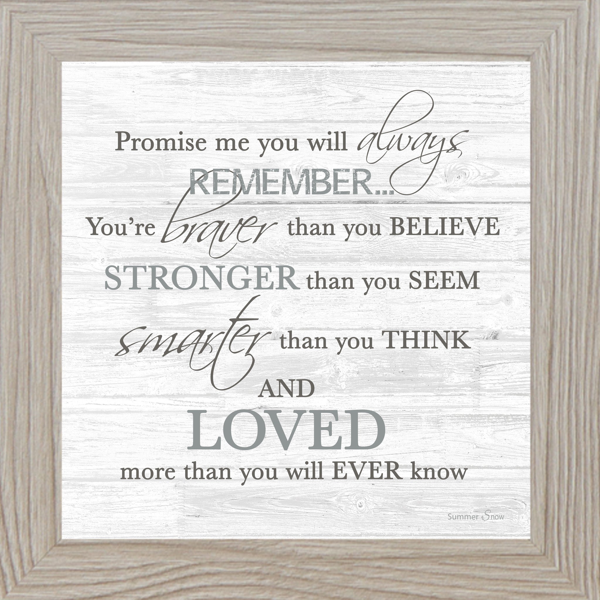Promise Me – Inspirational Framed Wall Art | Braver Stronger Smarter Quote | SSA621