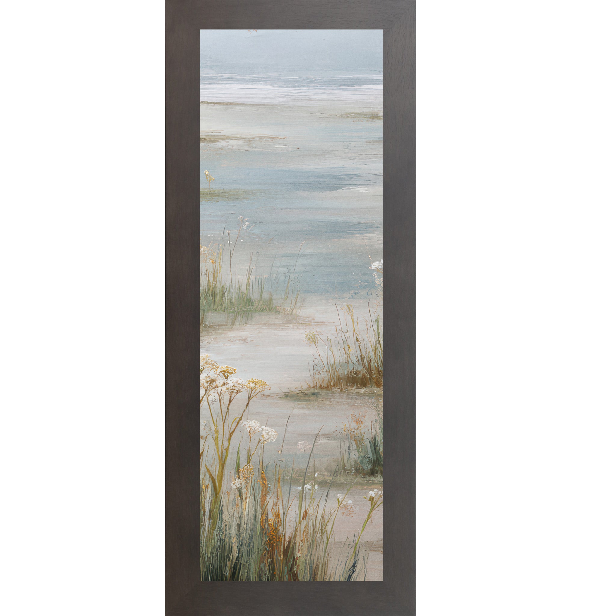 Coastal Marsh Wall Art – Tidal Flats Wildflowers Narrow Portrait Wetland Scenic Decor Center Panel (SB918)