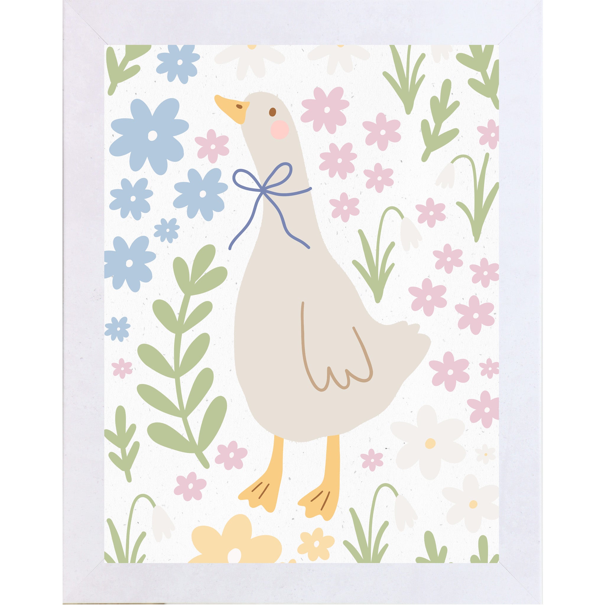Whimsical Duck Floral Wall Art – Pastel Spring Framed Art for Nursery & Everyday Home Decor (SB121)