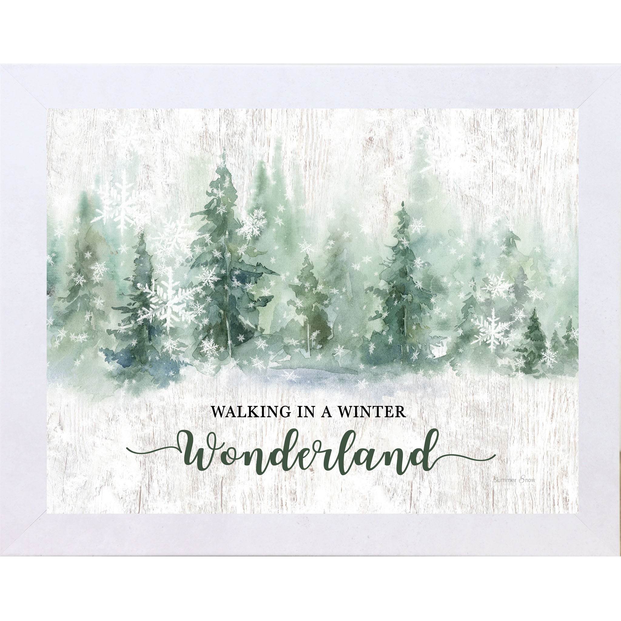 Walking in a Winter Wonderland – Watercolor Evergreen Framed Wall Art | Winter Decor (SA350)