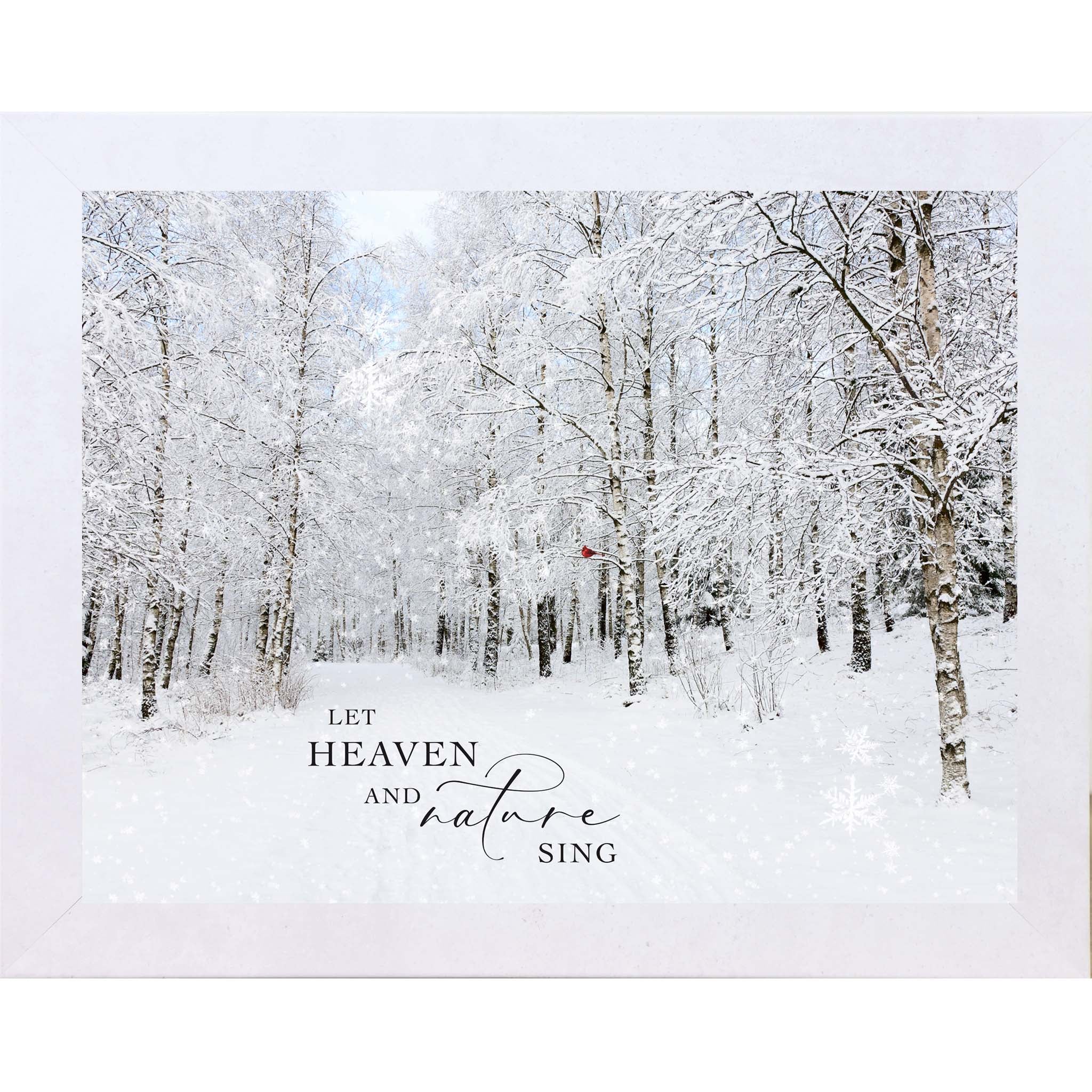 Let Heaven and Nature Sing Wall Art – Christian Winter Scene with Cardinal (SN339)