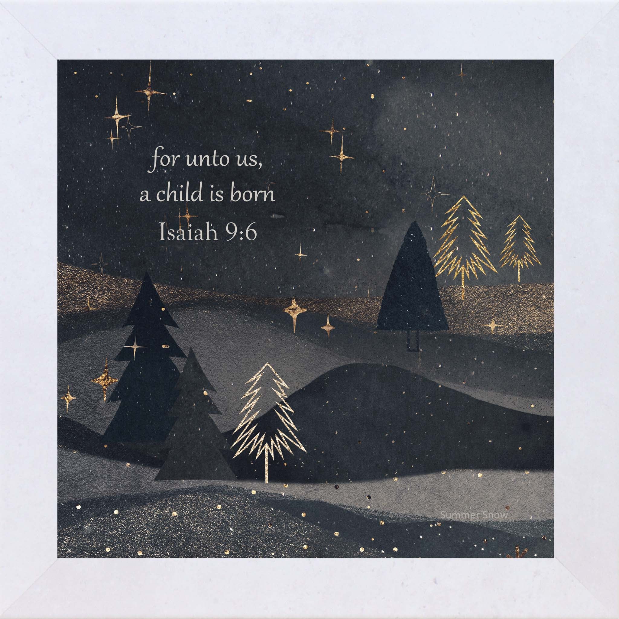 For Unto Us a Child Is Born – Isaiah 96 Christmas Scripture Wall Art, Christian Night Sky Decor SA82