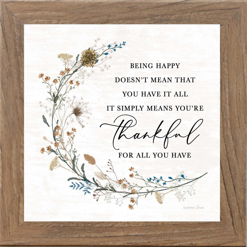 Framed wall art – Being happy doesn’t mean everything is perfect quote