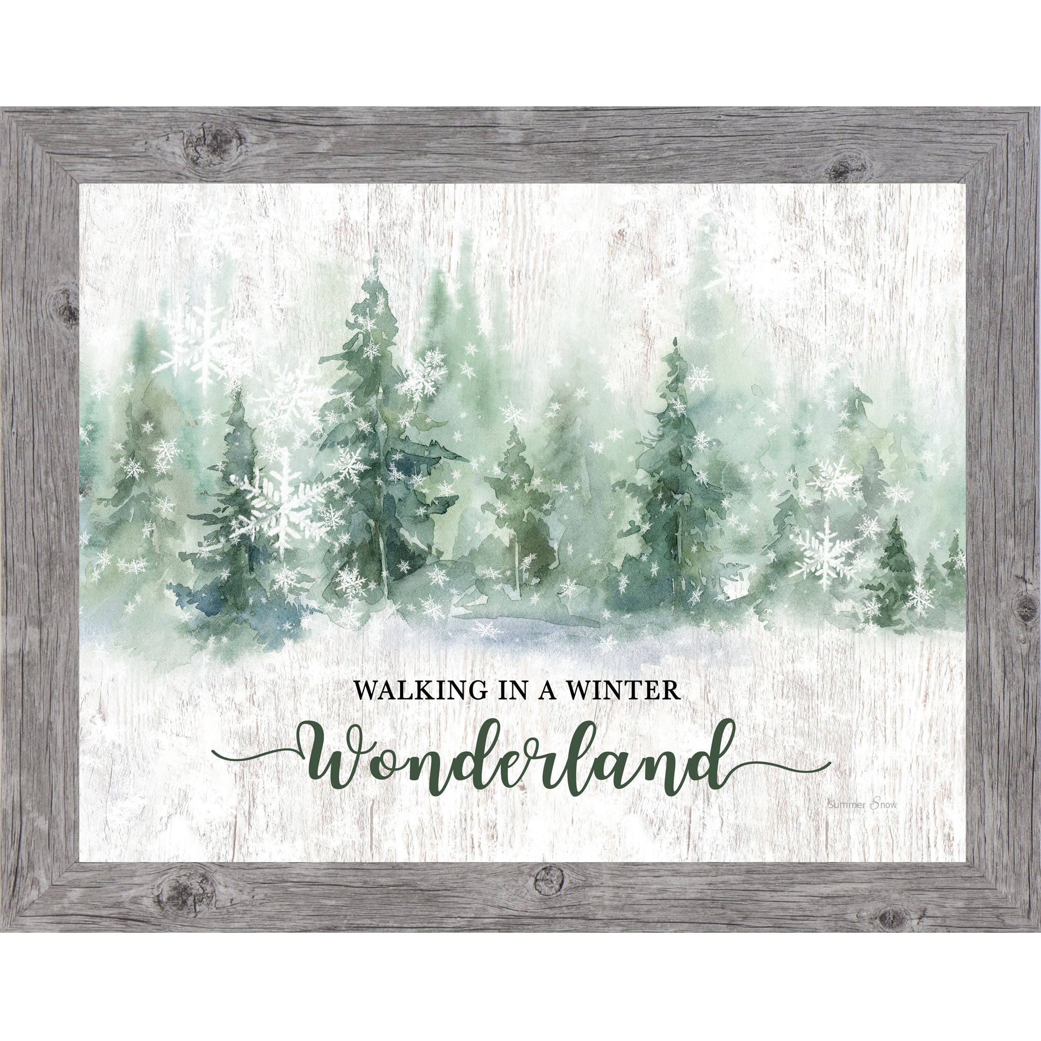 Walking in a Winter Wonderland – Watercolor Evergreen Framed Wall Art | Winter Decor (SA350)
