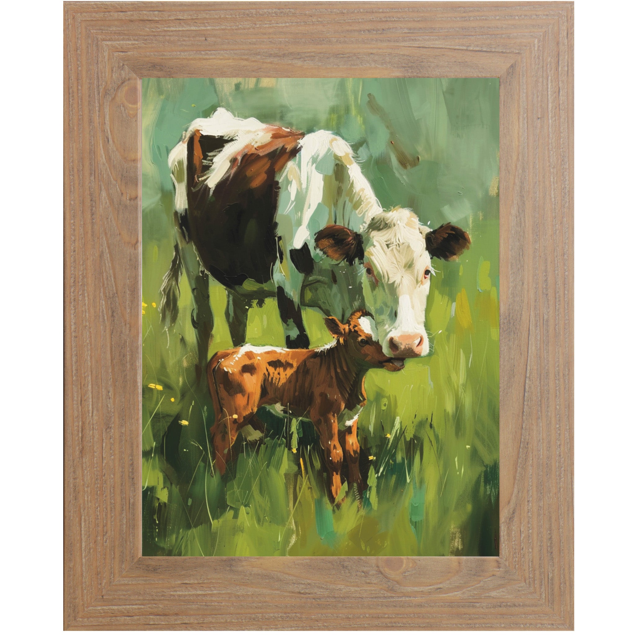 Udderly Adorable Duo – Framed Cow Wall Art – Watercolor Calf