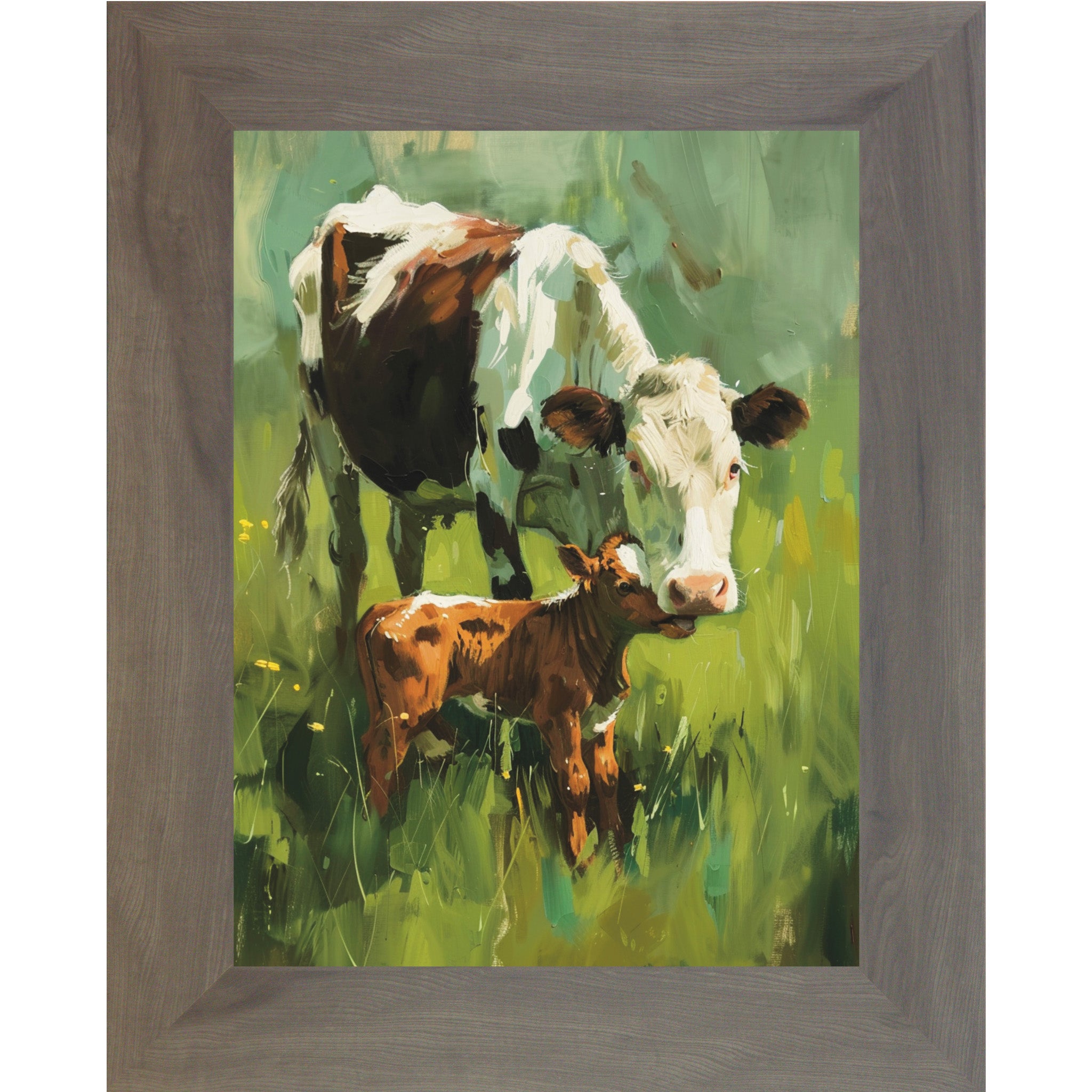 Udderly Adorable Duo – Framed Cow Wall Art – Watercolor Calf