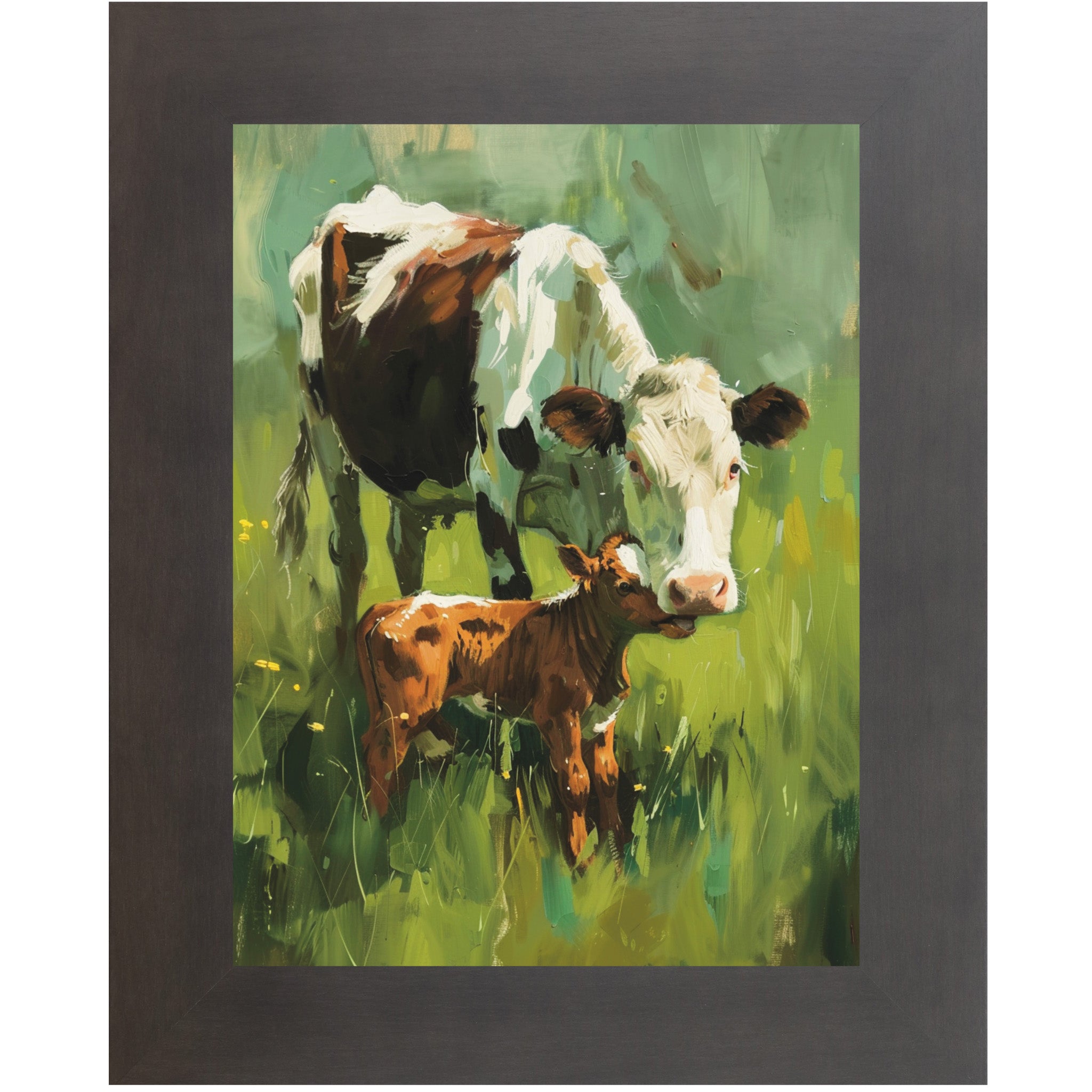 Udderly Adorable Duo – Framed Cow Wall Art – Watercolor Calf