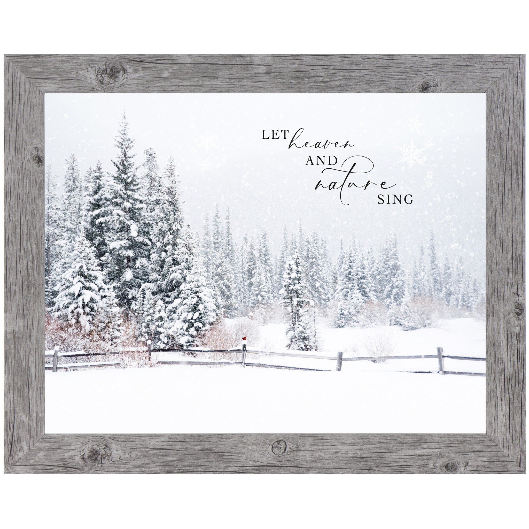 Let Heaven and Nature Sing – Framed Cardinal Fence Winter Art