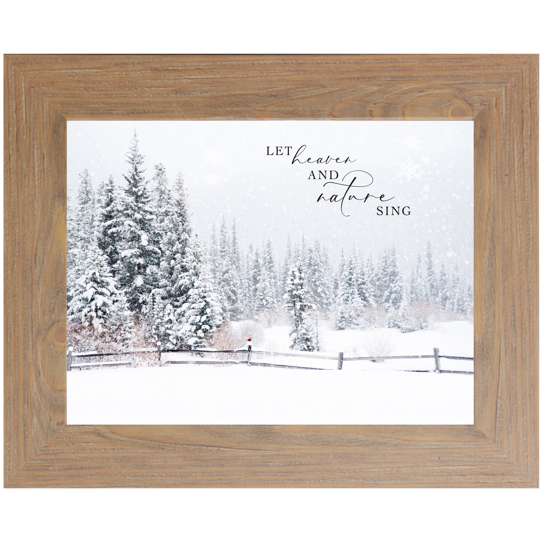 Let Heaven and Nature Sing – Framed Cardinal Fence Winter
