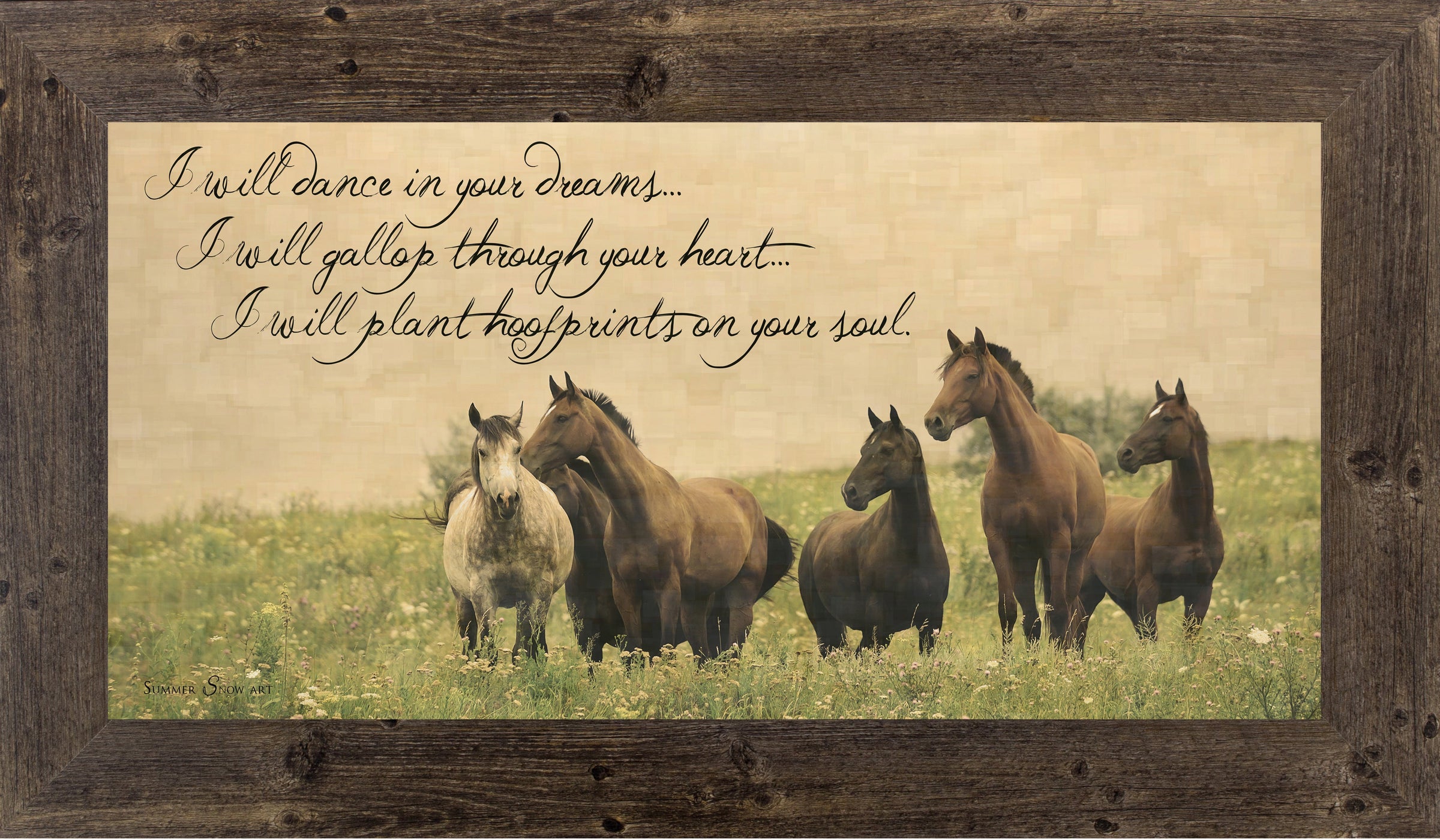 I Will Dance In Your Dreams Horse Espresso Brown Frame 36x20" Glittered Only