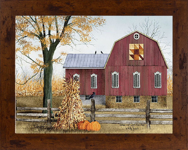 Autumn Leaf Quilt Block Barn by artist Billy Jacobs BJ1023 - Summer Snow Art