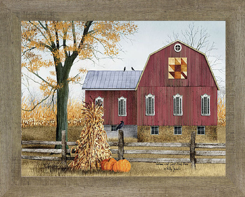 Autumn Leaf Quilt Block Barn by artist Billy Jacobs BJ1023 - Summer Snow Art