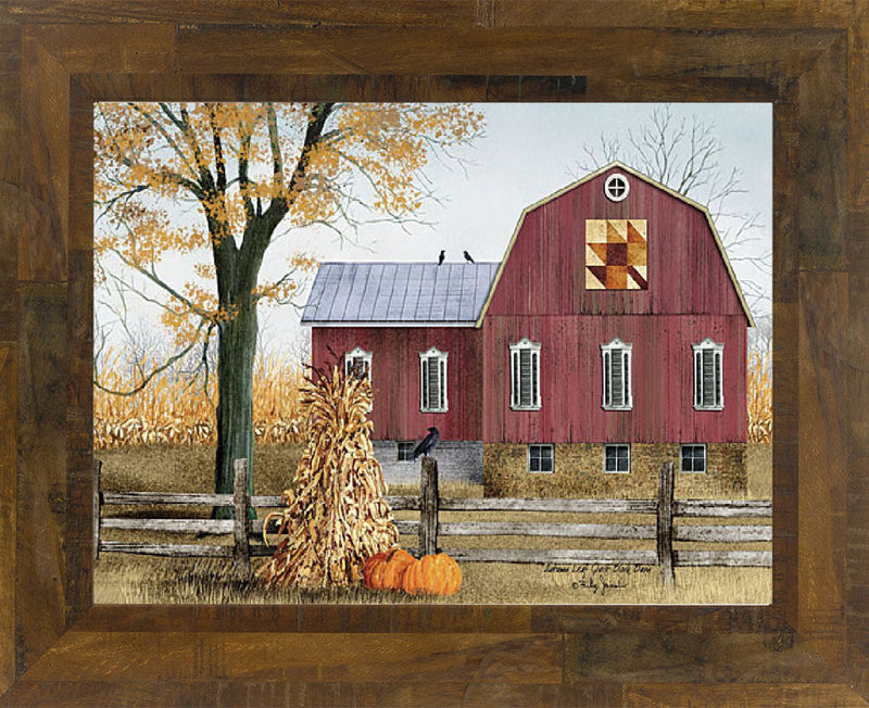 Autumn Leaf Quilt Block Barn by artist Billy Jacobs BJ1023 - Summer Snow Art