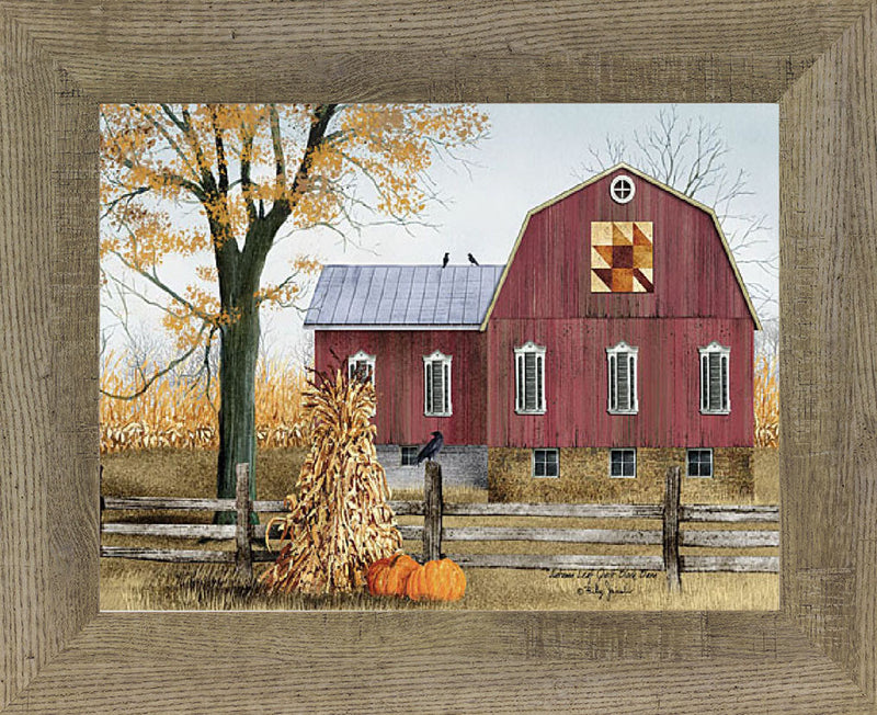 Autumn Leaf Quilt Block Barn by artist Billy Jacobs BJ1023 - Summer Snow Art