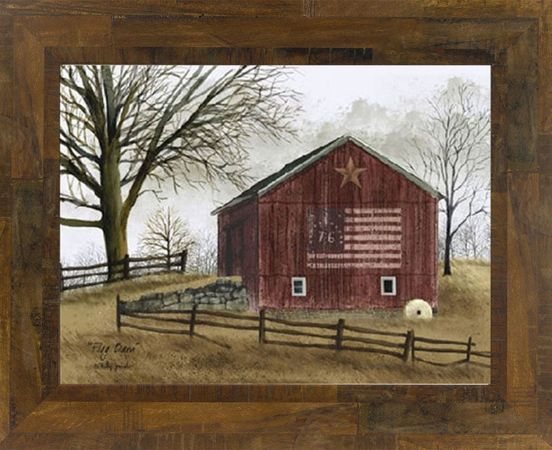 Flag Barn by artist Billy Jacobs BJ112 - Summer Snow Art