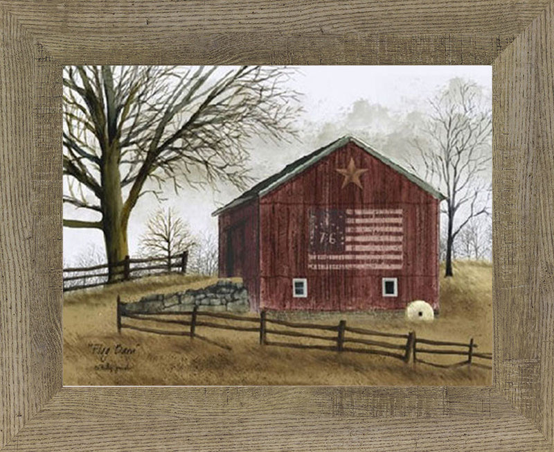 Flag Barn by artist Billy Jacobs BJ112 - Summer Snow Art