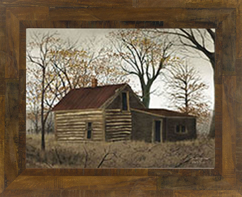 The Old Log Home by artist Billy Jacobs BJ426 - Summer Snow Art