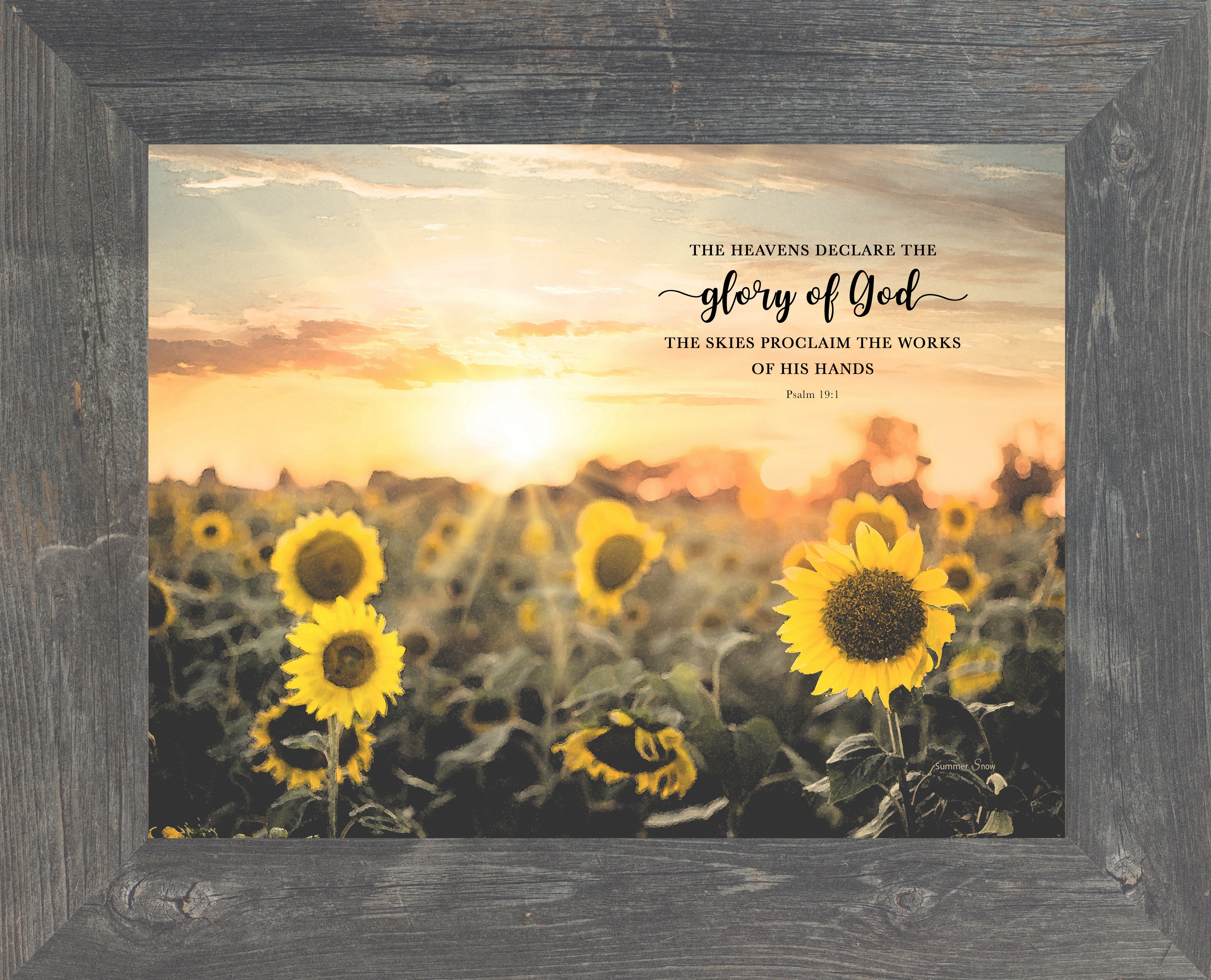 The Heavens Declare the Glory of God – Framed Christian Sunflower