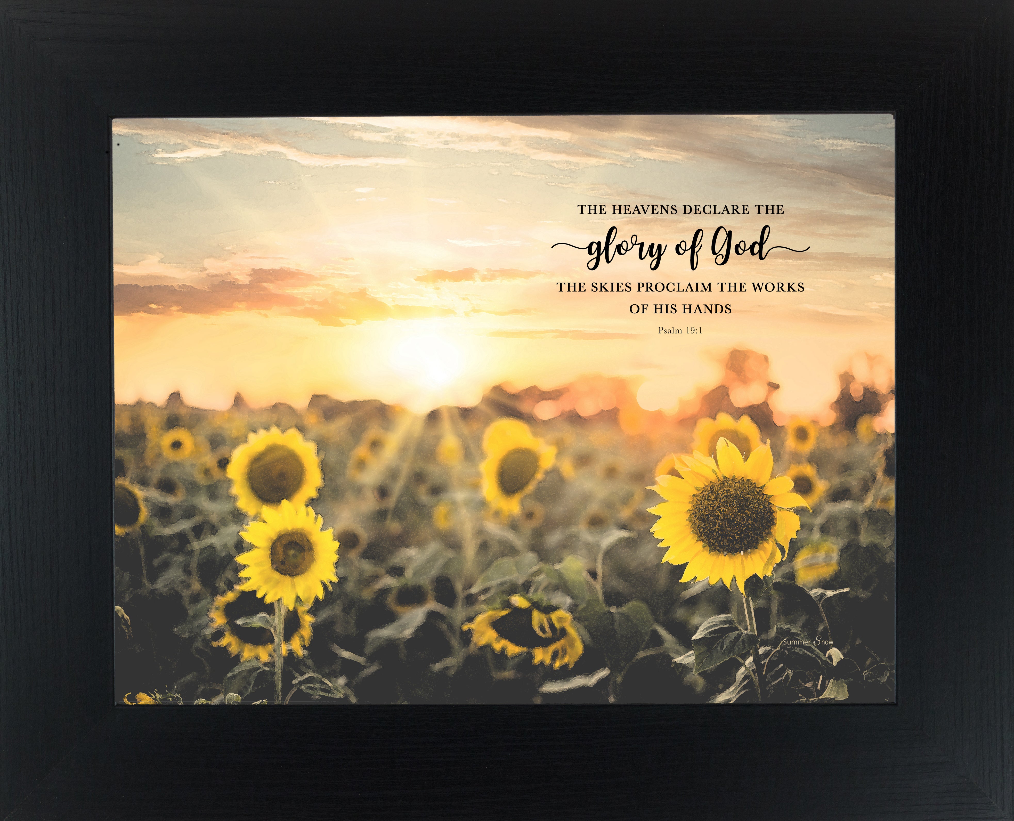 The Heavens Declare the Glory of God – Framed Christian Sunflower